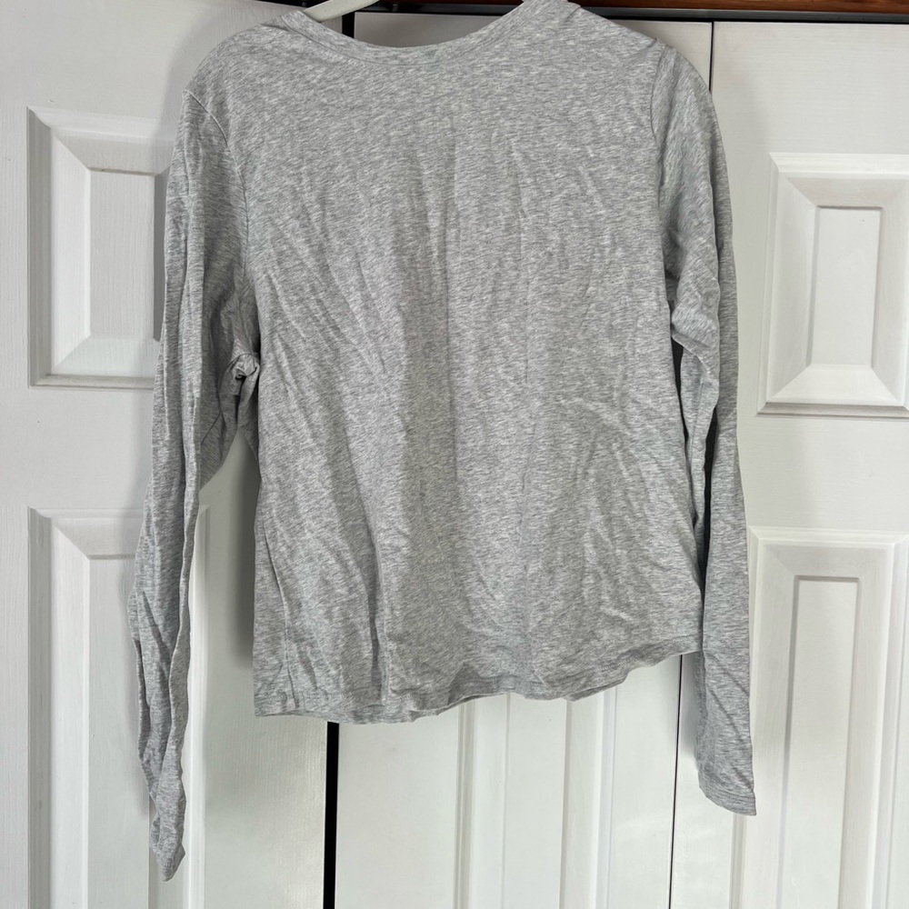 SKIMS Heather Gray Long Sleeve Cotton Top